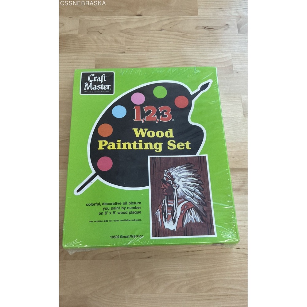 Vintage Craft Master 1972 Wood Painting Set Great Warrior Native American Sealed